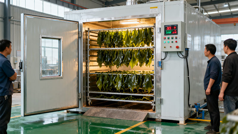 seaweed dryer machine working in factory details